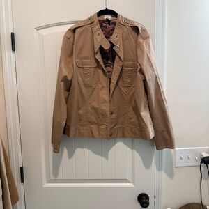 Chico's Tan Utility Jacket with Button Accents